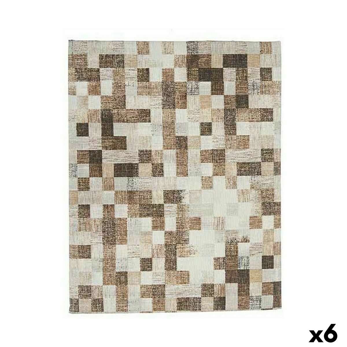 Mantel antimanchas Kinvara Beige Loneta Antimanchas Cuadros 140 x 180 cm (6 Unidades)