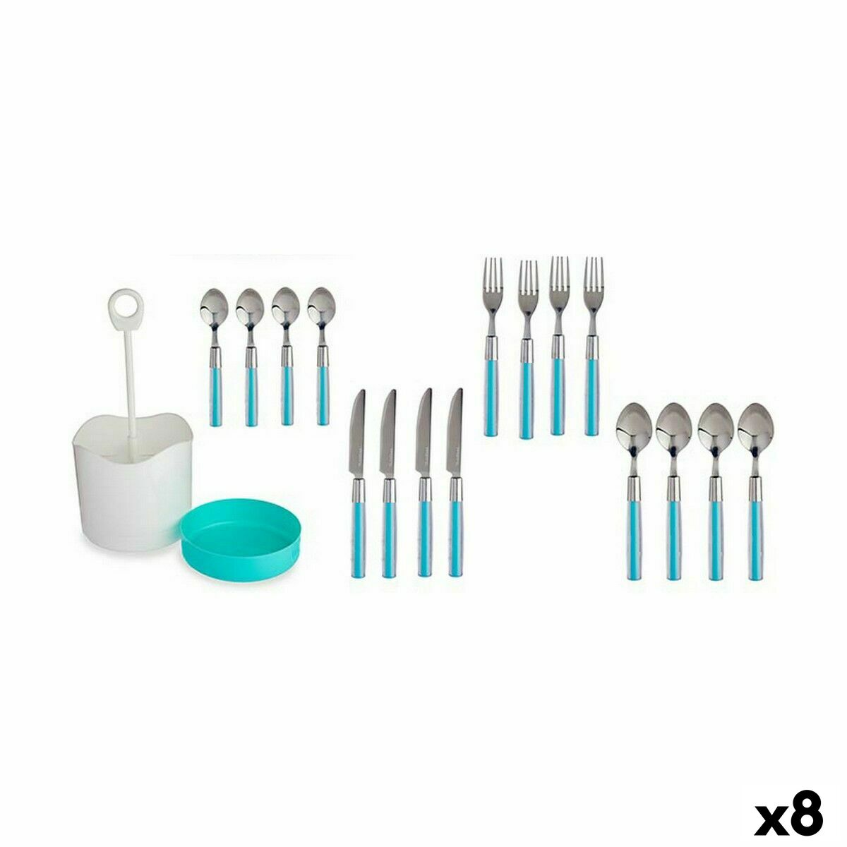 Set de Cubiertos Kinvara Azul Acero Inoxidable Plástico (8 Unidades)