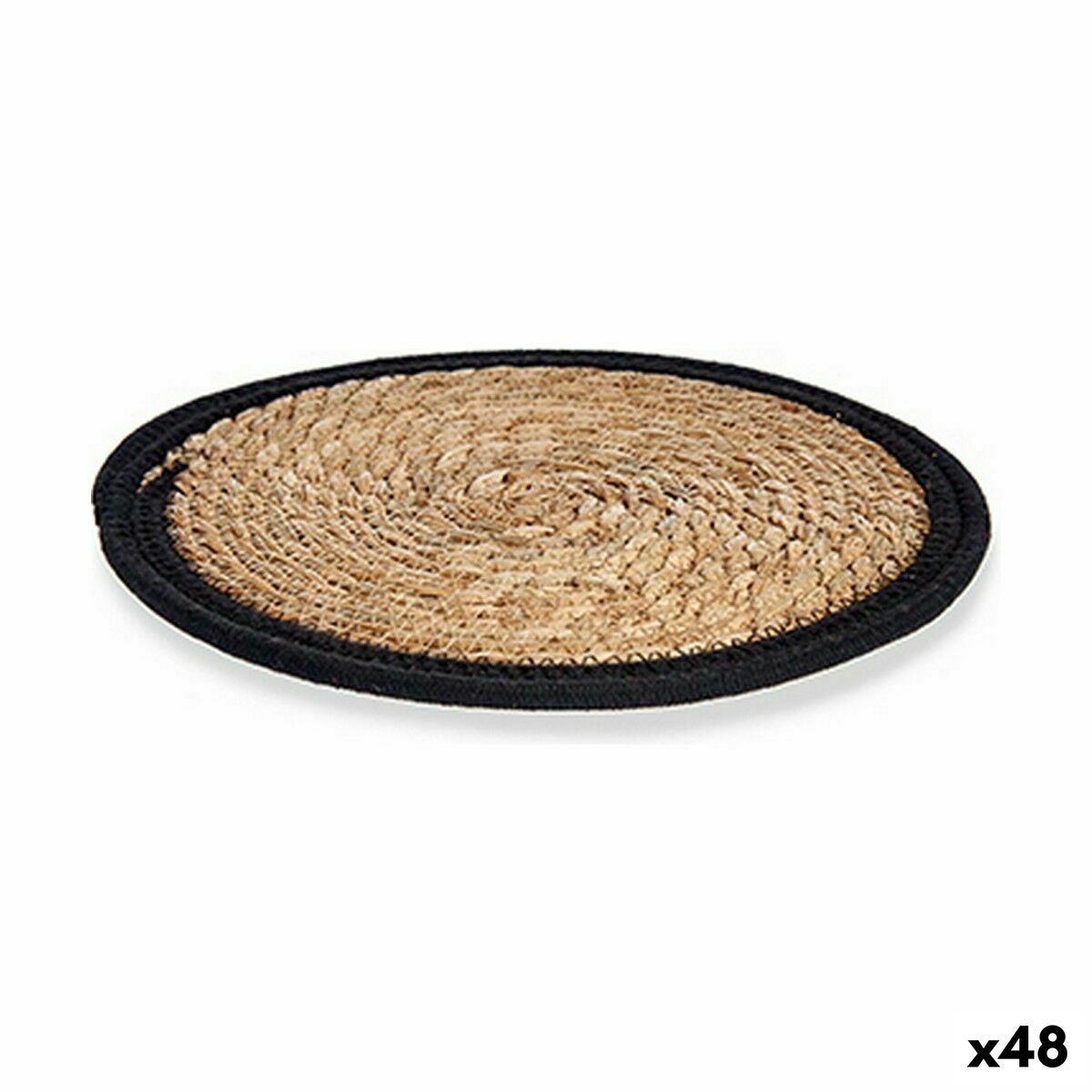 Salvamantel Gift Decor Negro Natural Fibra natural 30 x 1 x 30 cm (48 Unidades)