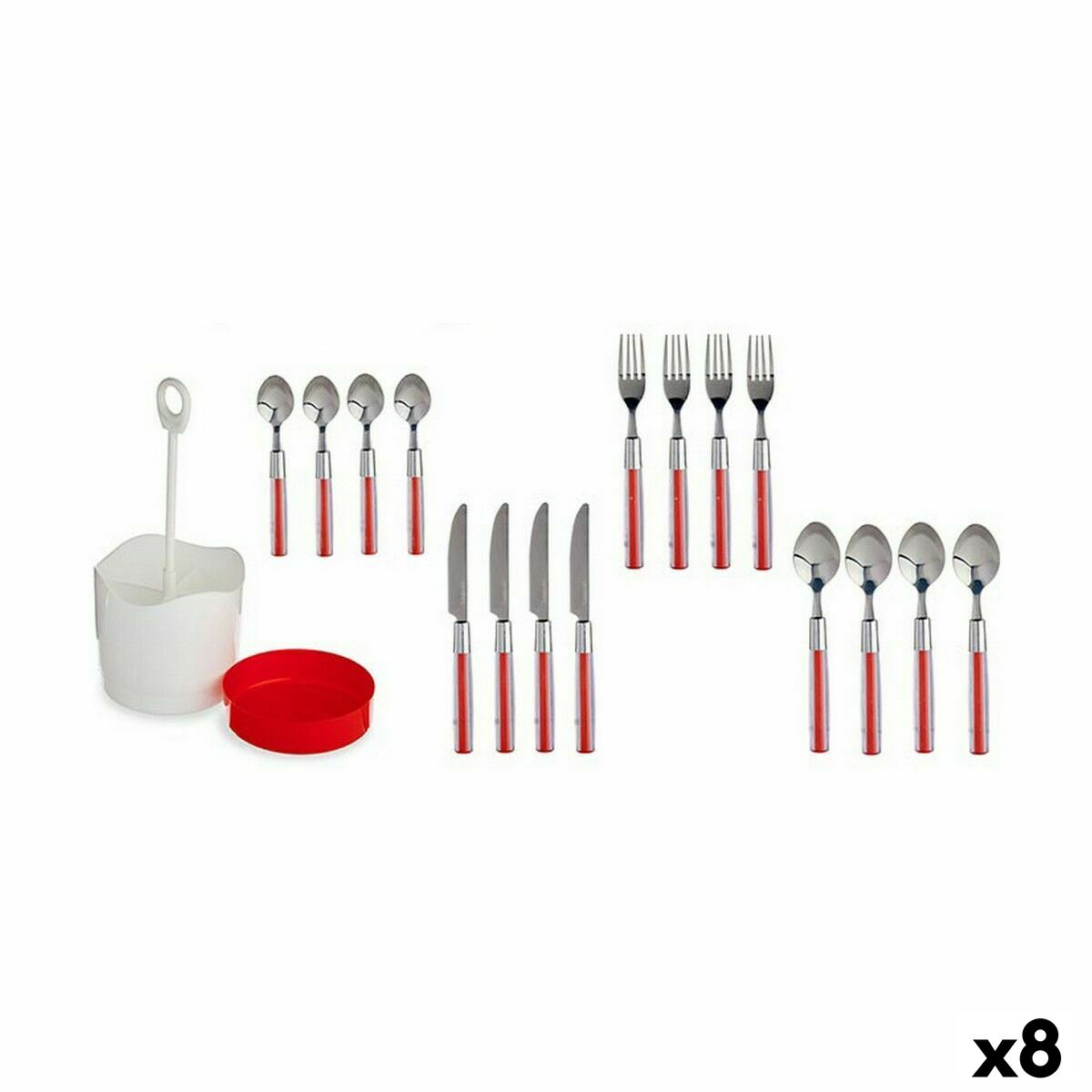 Set de Cubiertos Kinvara Rojo Acero Inoxidable Plástico (8 Unidades)
