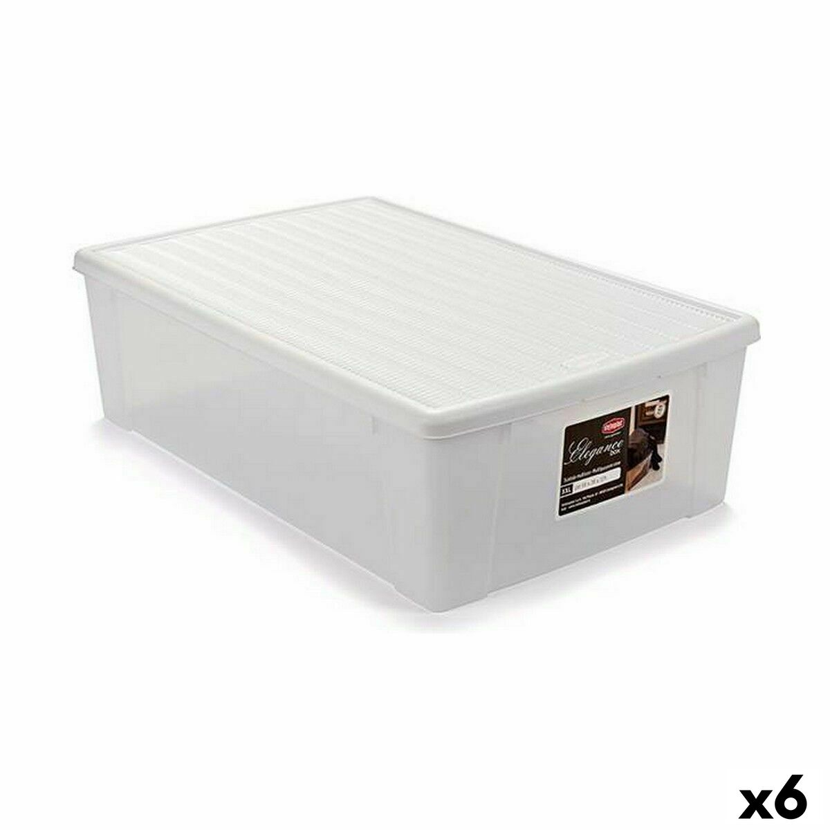 Caja de Almacenaje con Tapa Stefanplast Elegance Blanco Plástico (6 Unidades)
