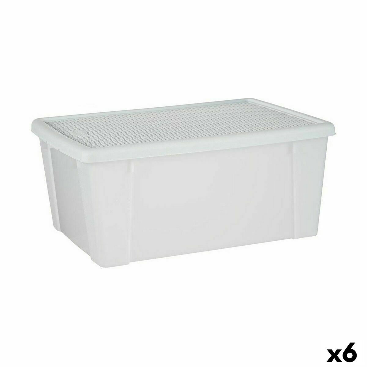 Caja de Almacenaje con Tapa Stefanplast Elegance Blanco Translúcido Plástico (6 Unidades)