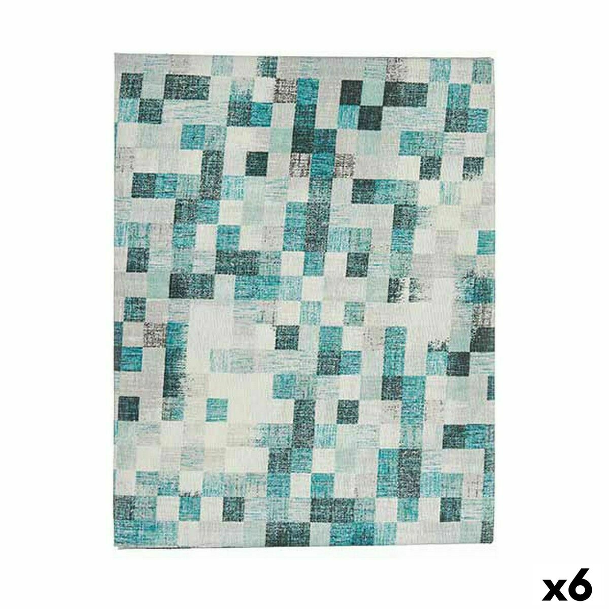 Mantel antimanchas Kinvara Azul Turquesa Loneta Antimanchas Cuadros 140 x 180 cm (6 Unidades)