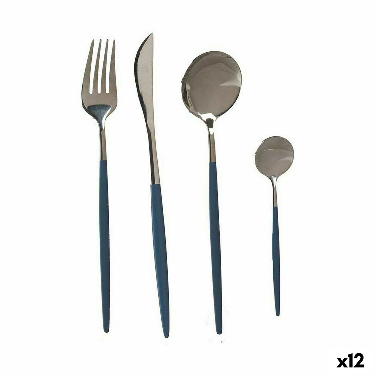 Set de Cubiertos Kinvara Gris Plateado Acero Inoxidable (12 Unidades)
