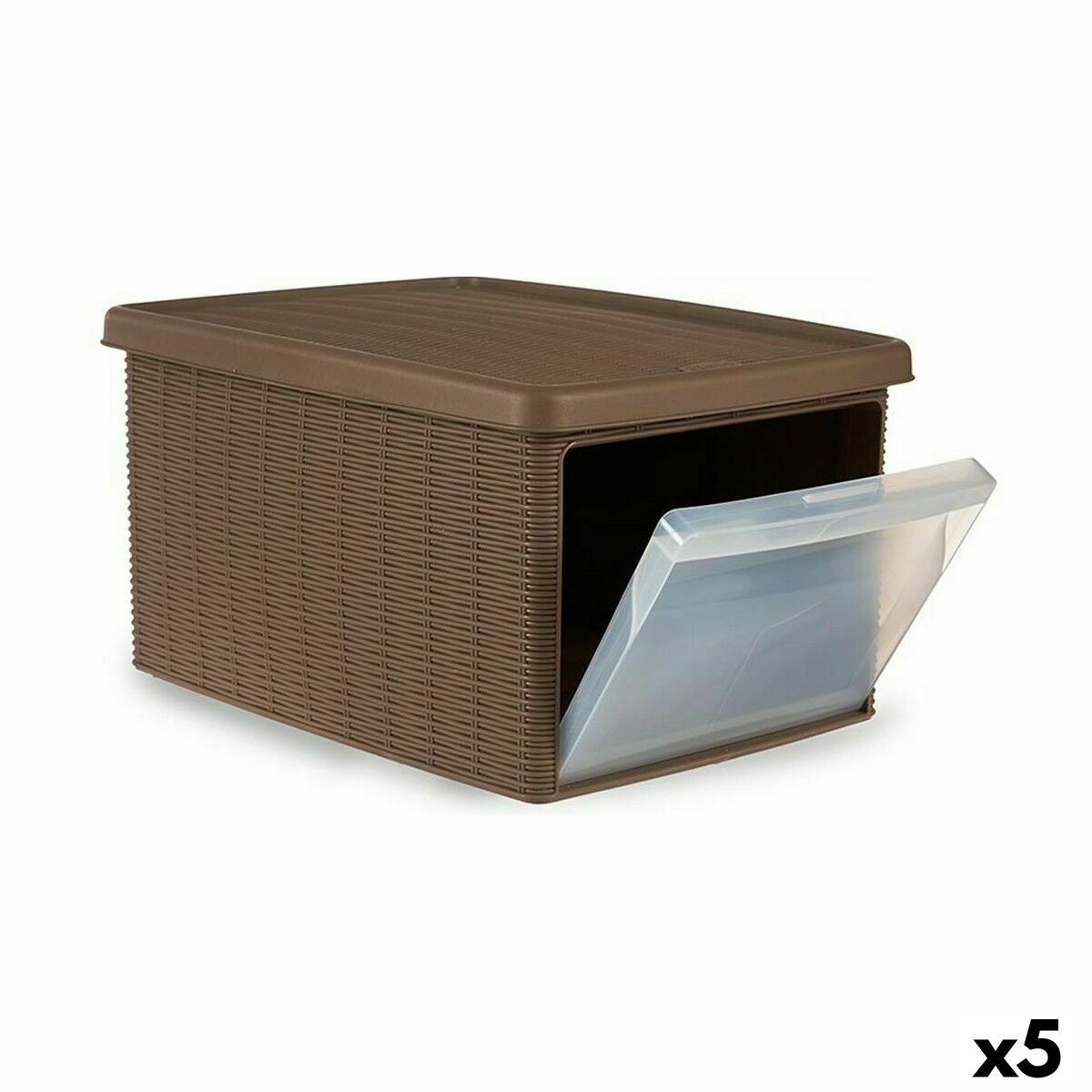 Caja de Almacenaje con Tapa Stefanplast Elegance Beige Plástico Lateral (5 Unidades)