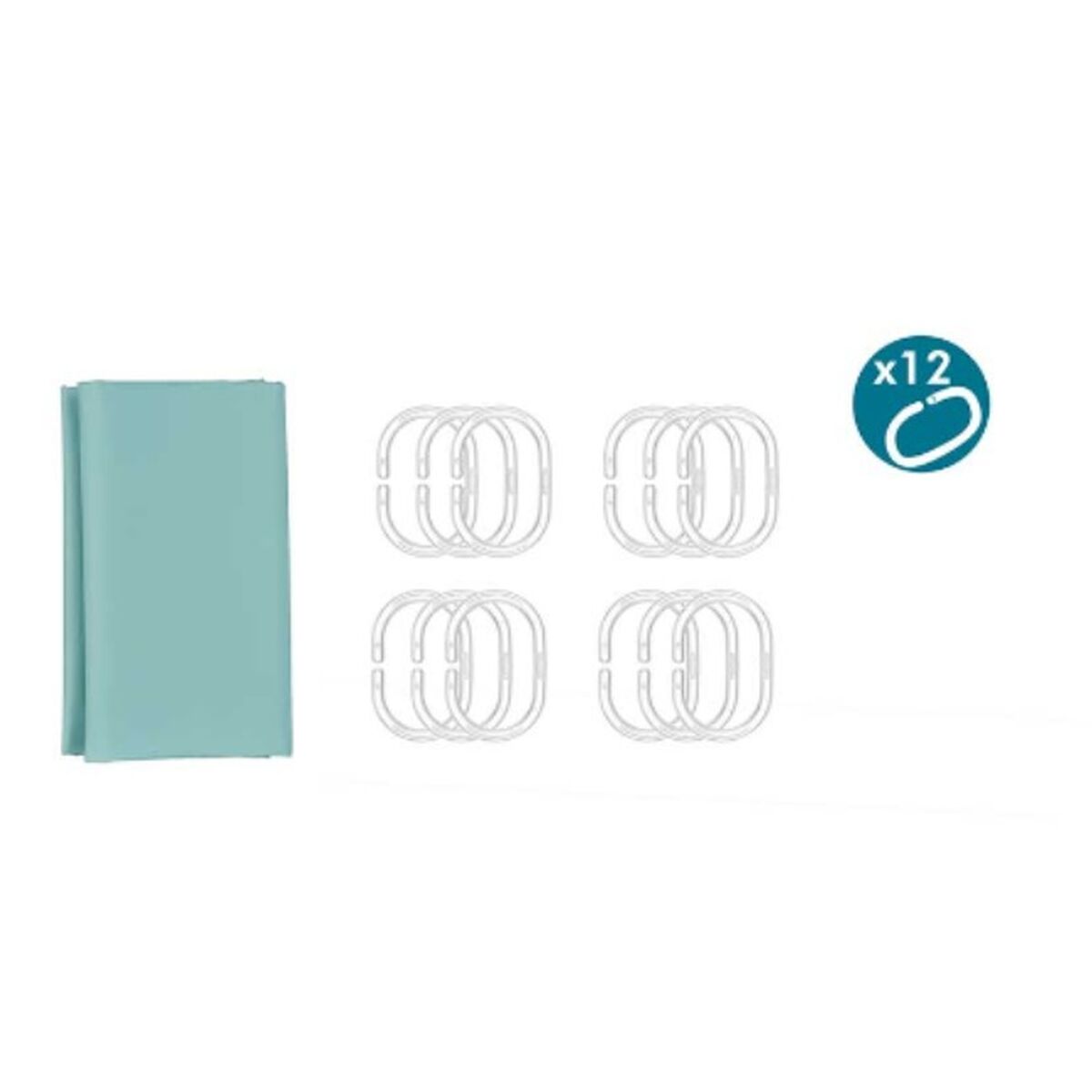 Cortina de Ducha Berilo Verde Polietileno EVA 180 x 180 cm (12 Unidades)