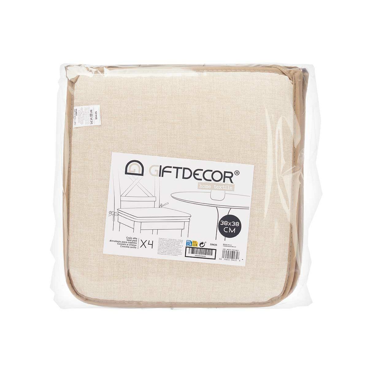 Cojín para sillas Gift Decor 38 x 2,5 x 38 cm (4 Unidades)