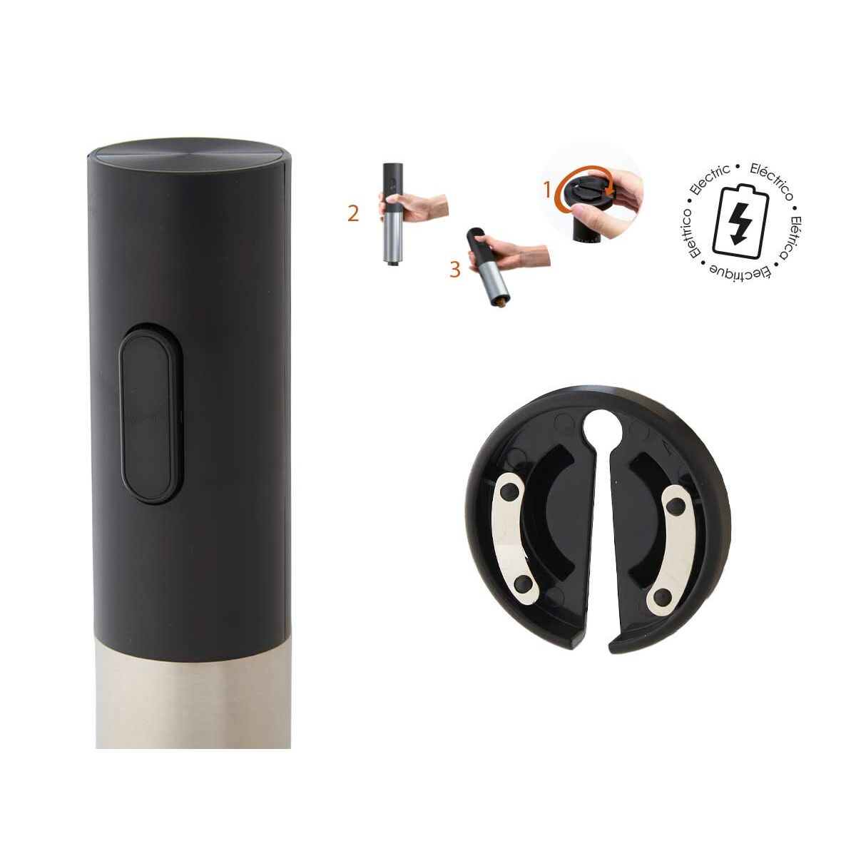 Sacacorchos Eléctrico para Botellas de Vino Kinvara Acero Plástico 4,6 x 22,8 x 4,6 cm (12 Unidades)