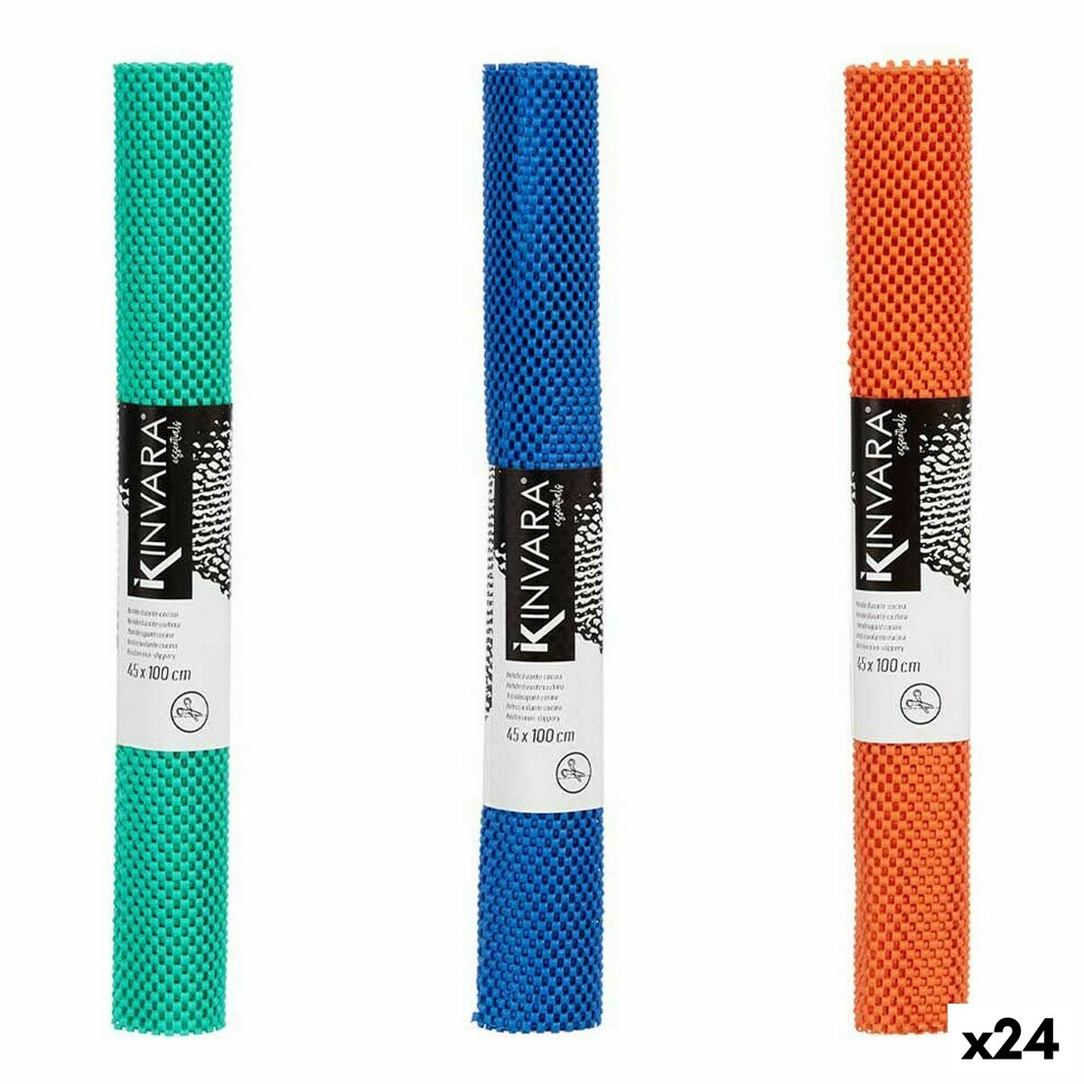 Alfombrilla Antideslizante Kinvara Azul Goma Plástico 45 x 100 cm 45 x 0,01 x 100 cm 5 x 45 x 5 cm (24 Unidades)