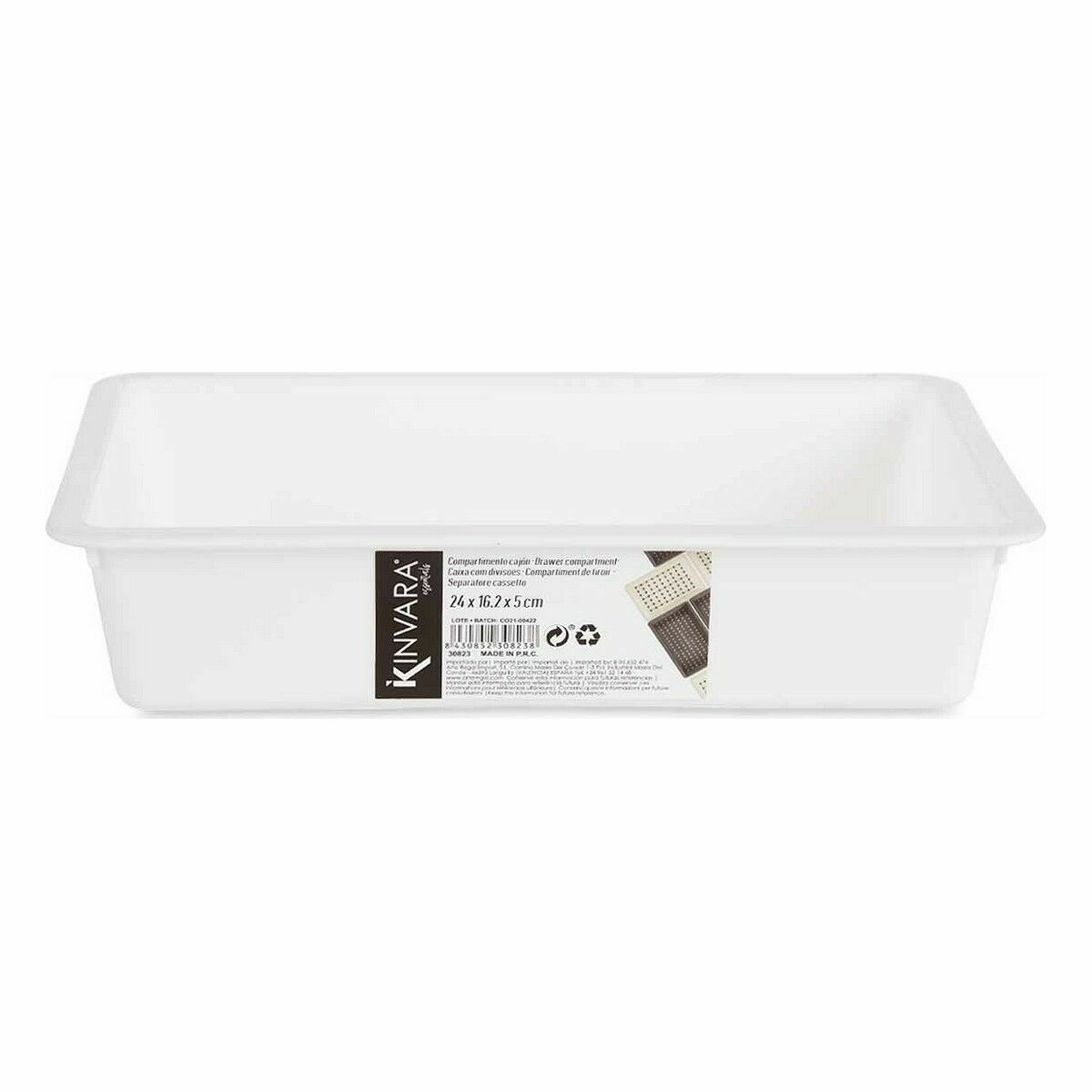 Organizador de Cajones Kinvara Blanco Negro Gris Caucho Polipropileno TPR 16 x 5 x 24 cm 24 x 5 x 16 cm (36 Unidades)