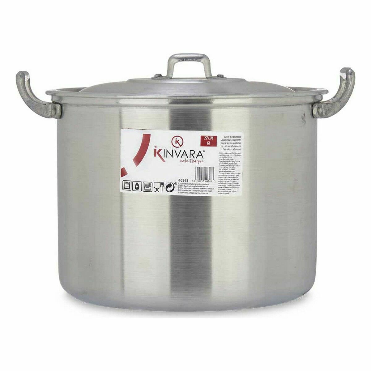 Olla con Tapa Kinvara Plateado Aluminio 31 x 20 x 24 cm (6 Unidades)