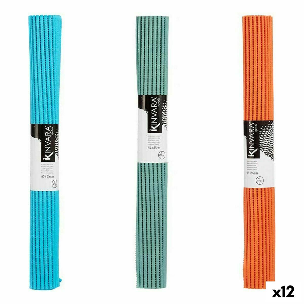 Alfombrilla Antideslizante Kinvara Goma Plástico 65 x 95 cm 65 x 0,03 x 95 cm 7 x 65 x 7 cm (12 Unidades)