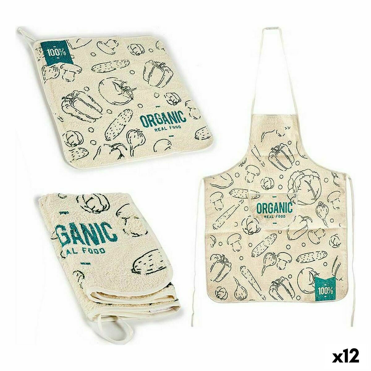 Set de Cocina Kinvara Organic Azul Blanco Poliéster 2 Piezas