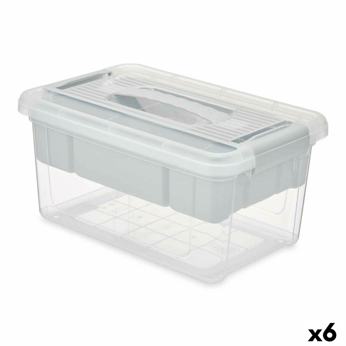 Caja Multiusos Kipit Gris Transparente Plástico 5 L (6 Unidades)