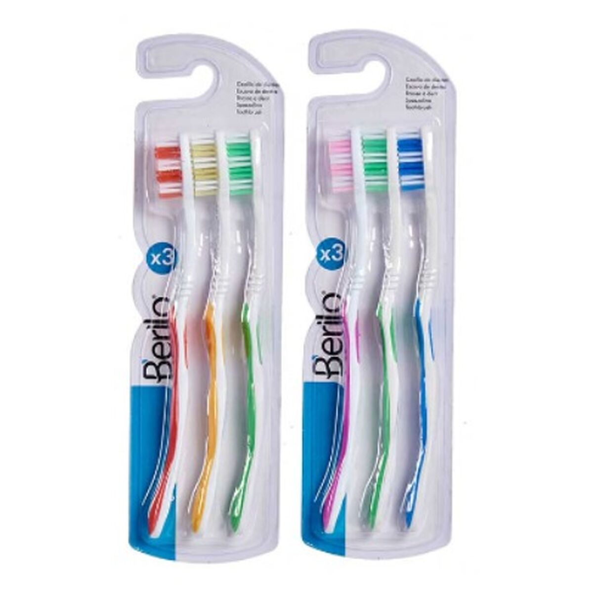 Cepillo de Dientes Berilo Amarillo Azul Rojo Verde Rosa (12 Unidades)