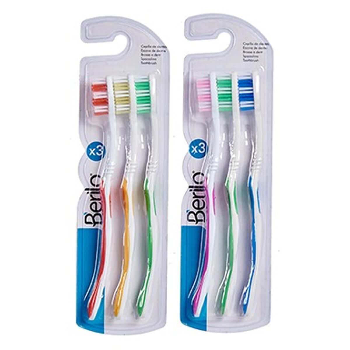 Cepillo de Dientes Berilo Amarillo Azul Rojo Verde (12 Unidades)