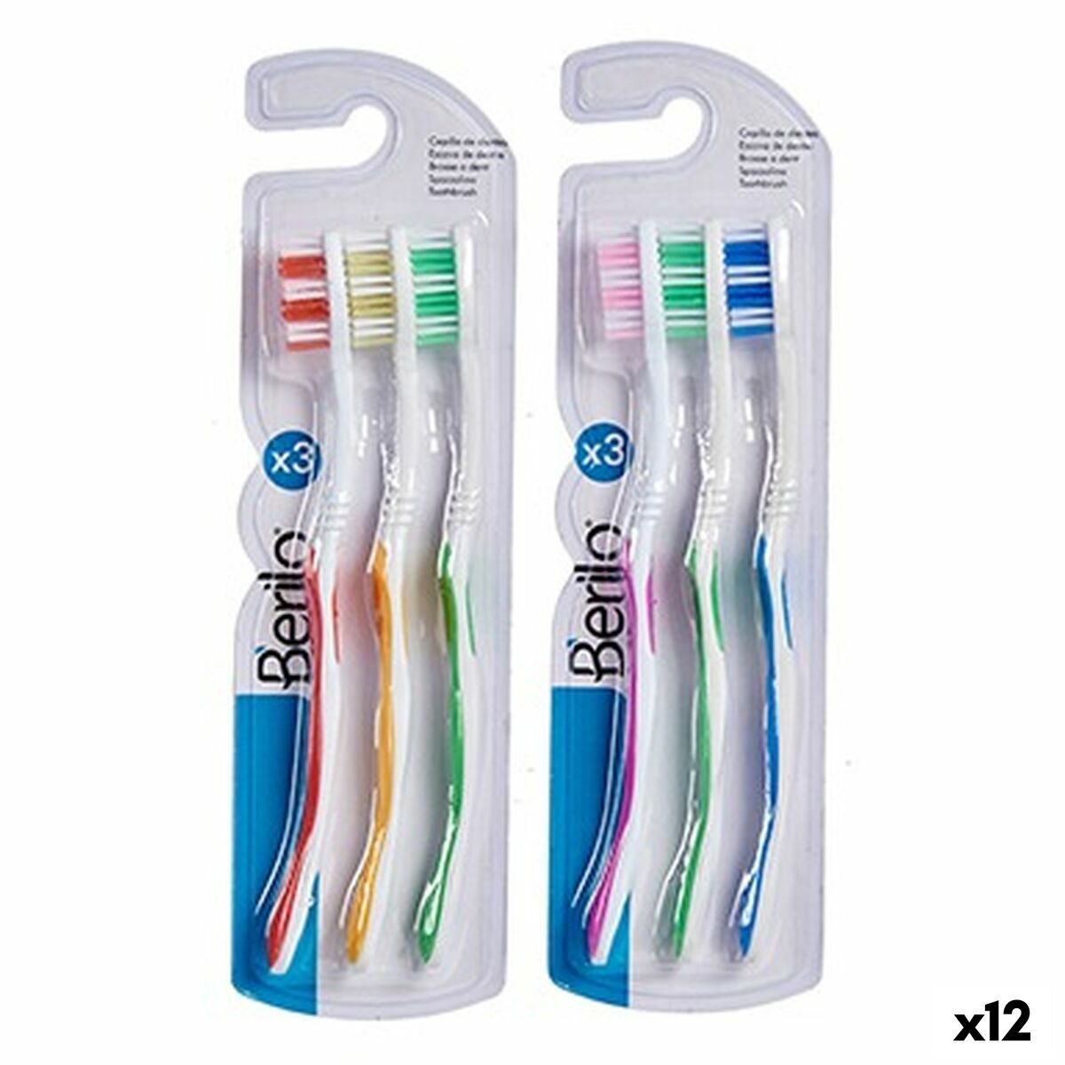 Cepillo de Dientes Berilo Amarillo Azul Rojo Verde (12 Unidades)