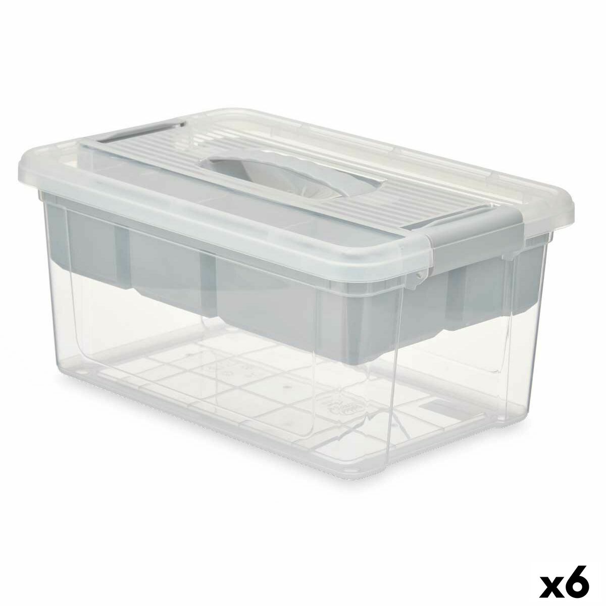 Caja Multiusos Kipit Gris Transparente Plástico 9 L (6 Unidades)