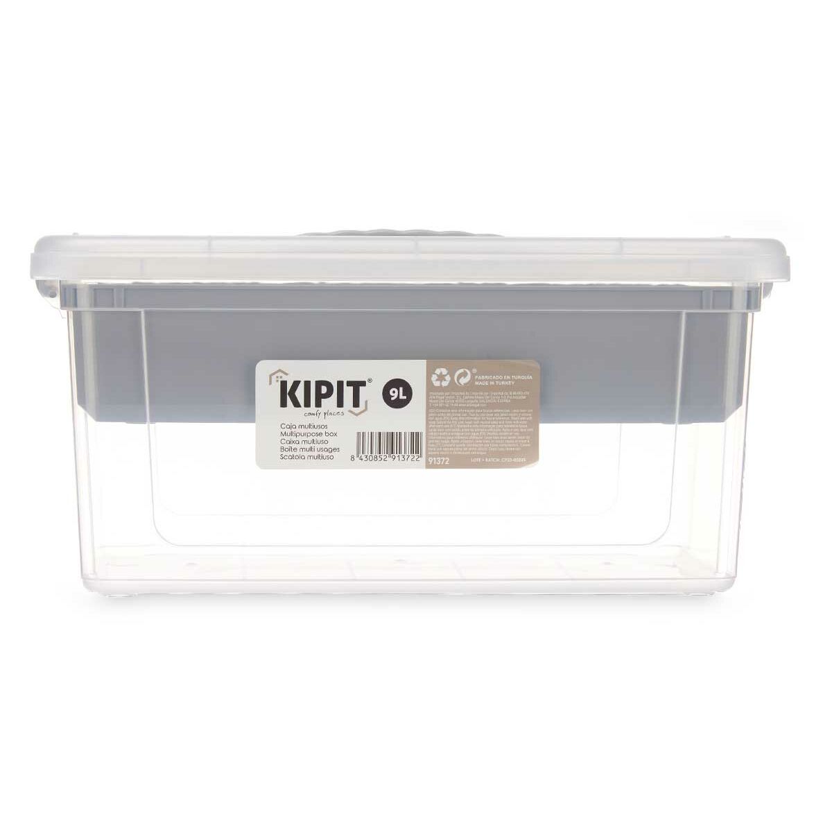 Caja Multiusos Kipit Gris Transparente Plástico 9 L (6 Unidades)