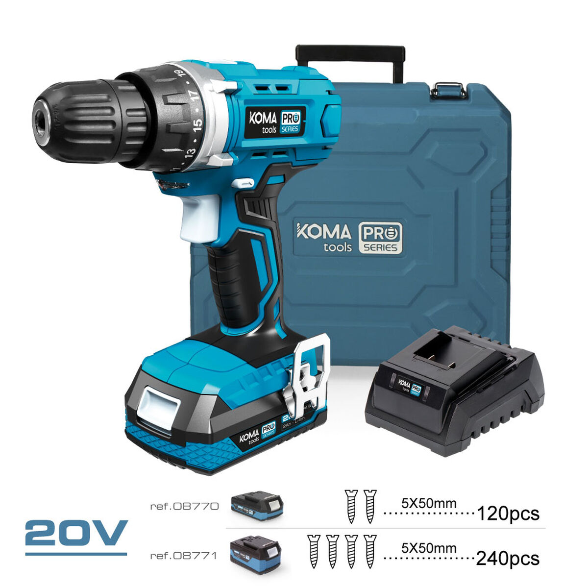 Set de taladro y accesorios Koma Tools Pro Series Atornillador 70 piezas