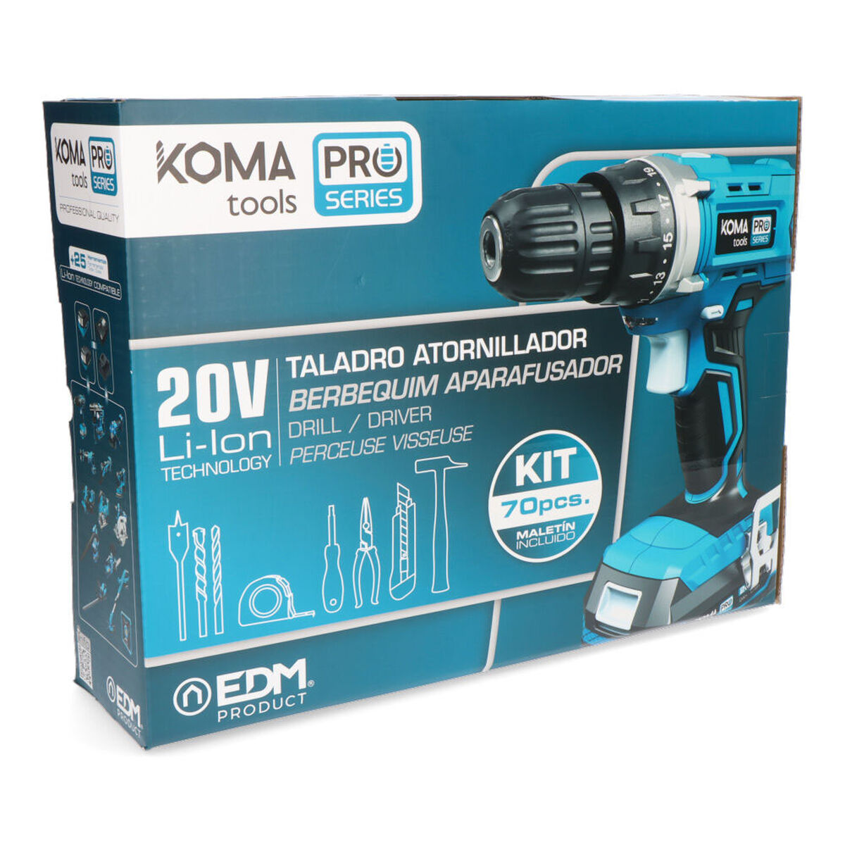 Set de taladro y accesorios Koma Tools Pro Series Atornillador 70 piezas