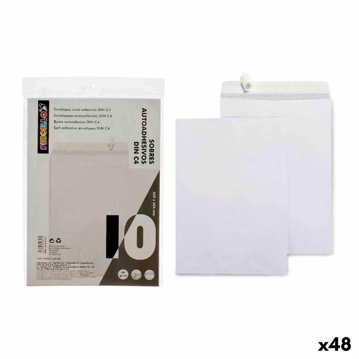 Sobres Pincello Blanco Papel 23 x 1 x 32,5 cm 229 x 324 mm 10 Piezas (48 Unidades)