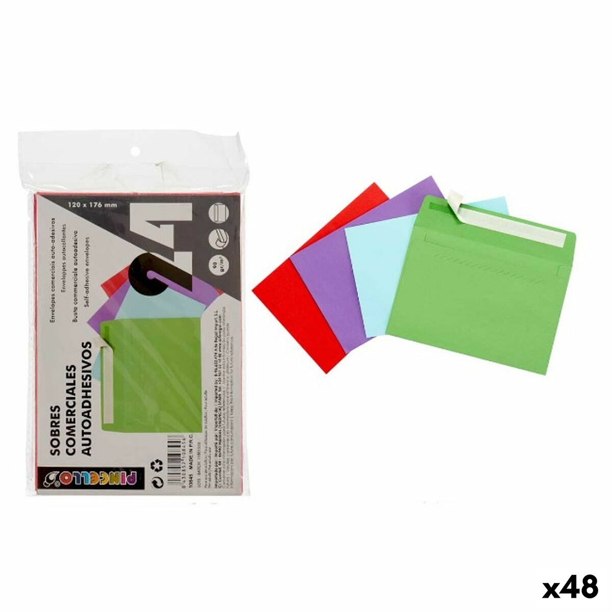 Sobres Pincello Multicolor Papel 12 x 1 x 17,5 cm 120 x 176 mm (48 Unidades)