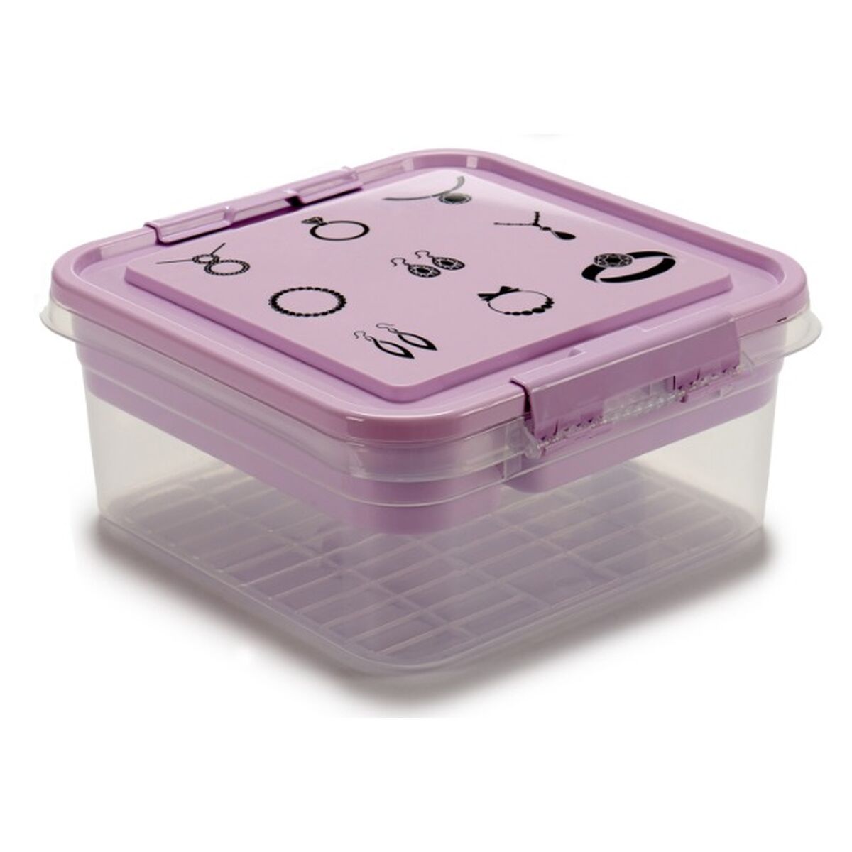 Caja-Joyero Gondol Morado Transparente Plástico 24,5 x 11,5 x 26 cm (12 Unidades)