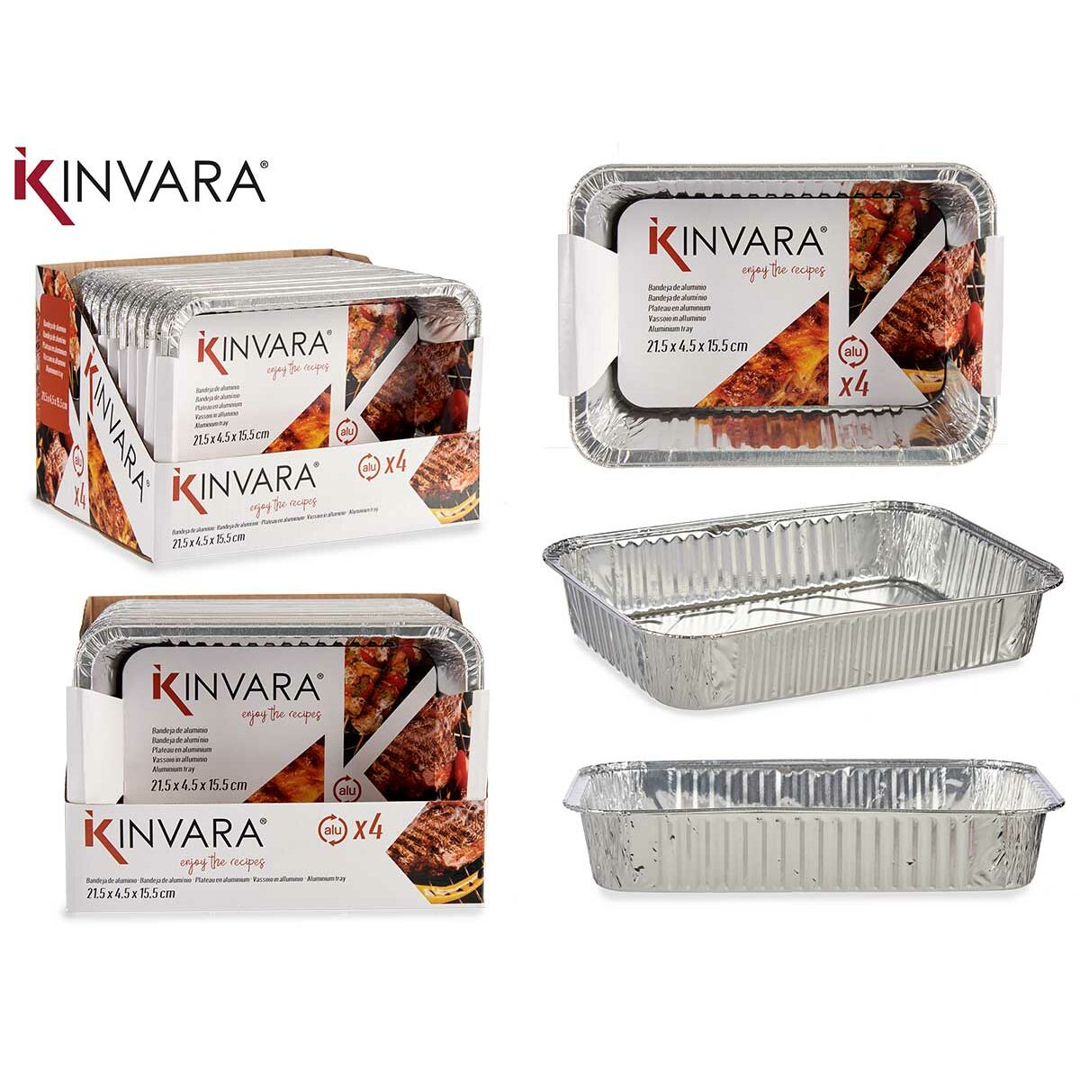 Set de bandejas para Alimentos Kinvara Desechable 12 Unidades