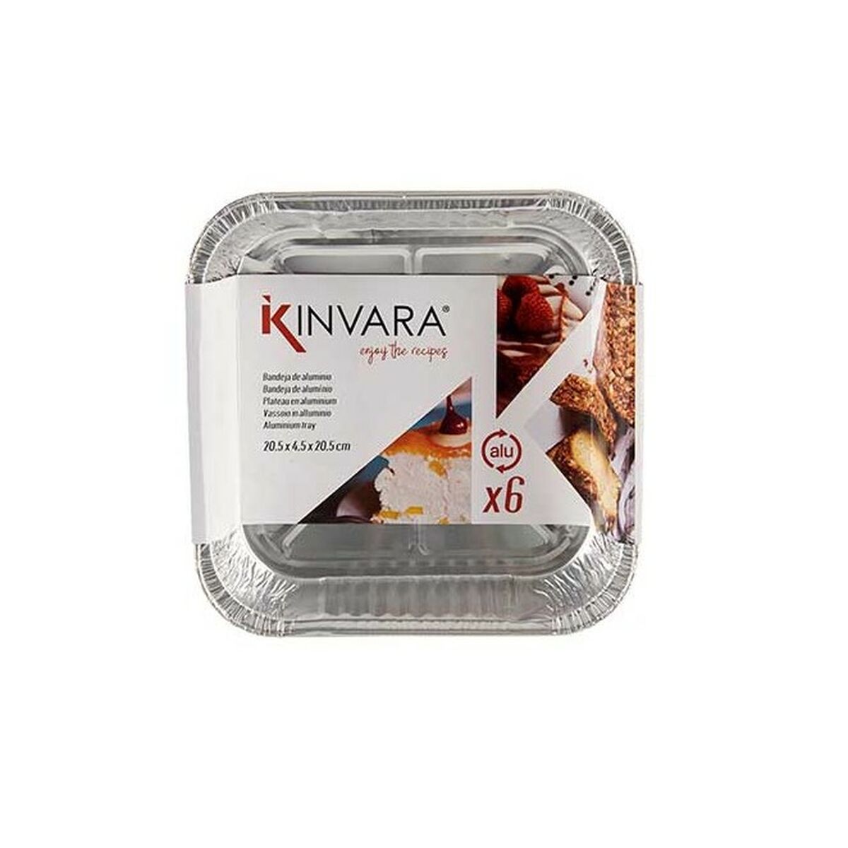 Set de bandejas para Alimentos Kinvara Desechable Cuadrado 12 Unidades