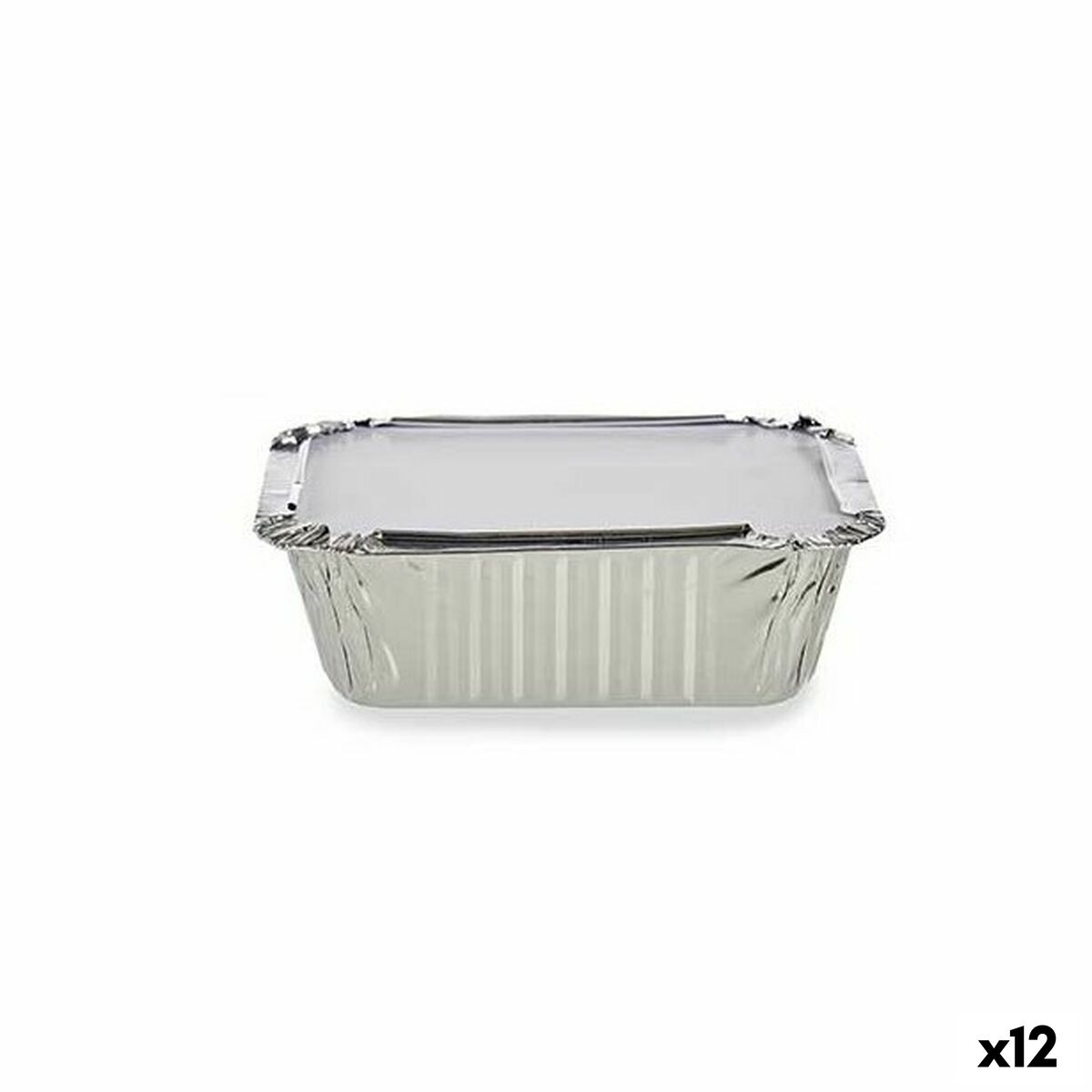 Set de bandejas para Alimentos Kinvara Aluminio 14,5 x 7,5 x 12,5 cm Desechable Con Tapa (12 Unidades)