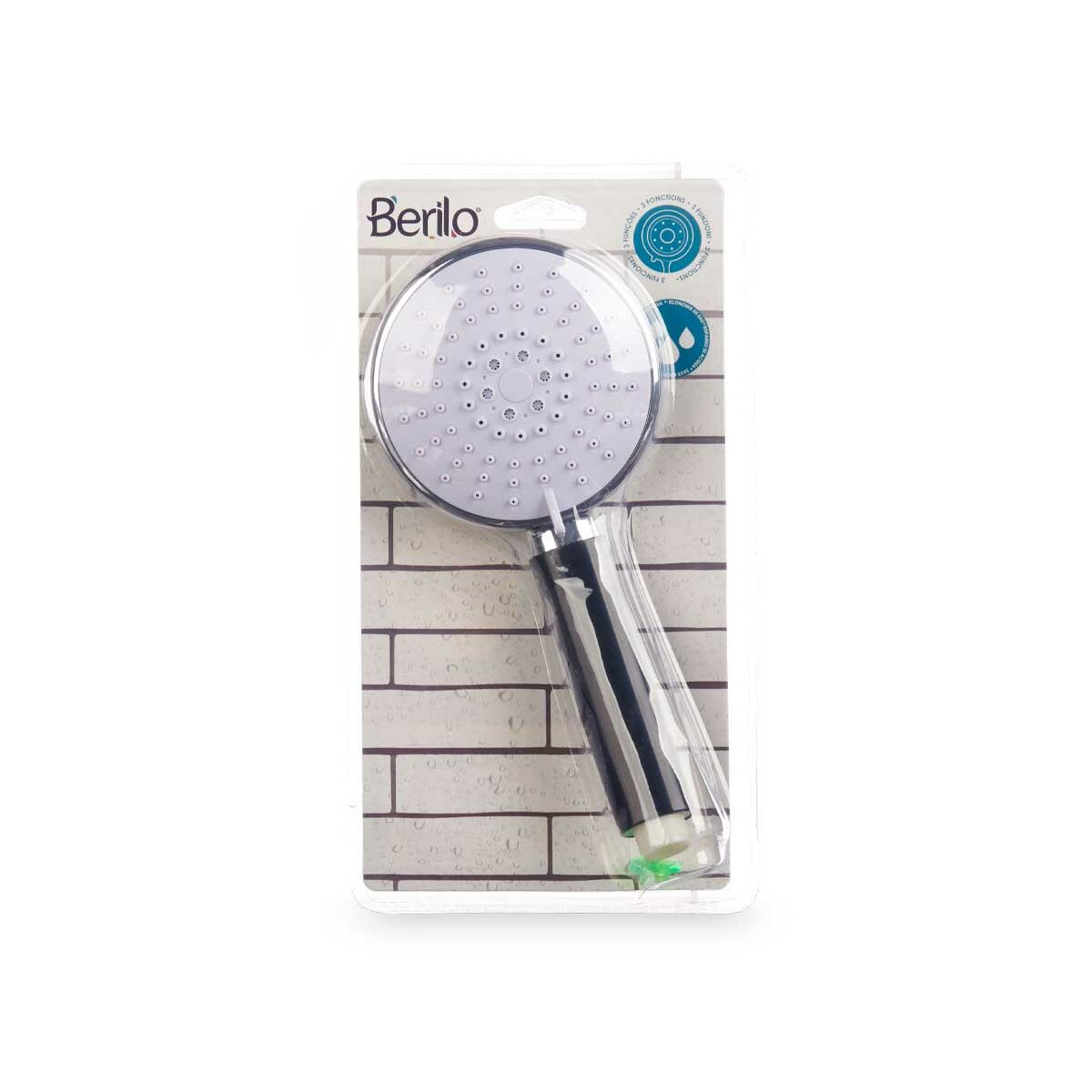 Alcachofa de Ducha Berilo Negro Metal 10,5 x 24 x 5 cm (12 Unidades)