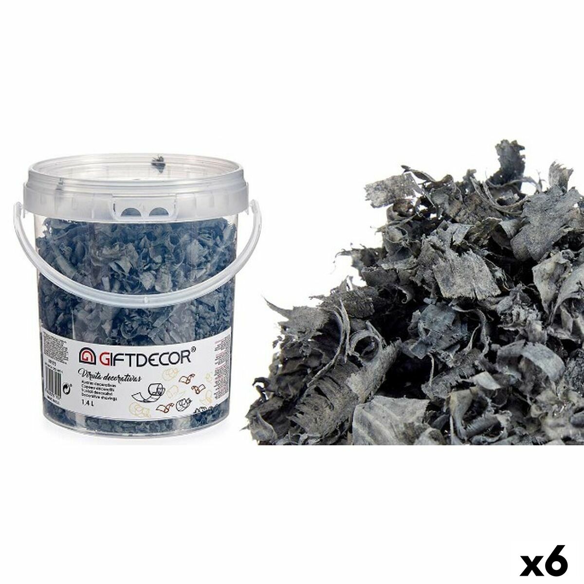 Viruta Decorativa Gift Decor Gris oscuro 1,4 L (6 Unidades)