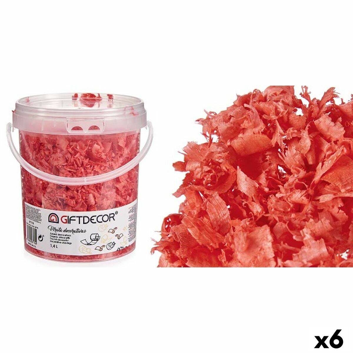 Viruta Decorativa Gift Decor Coral 1,4 L (6 Unidades)