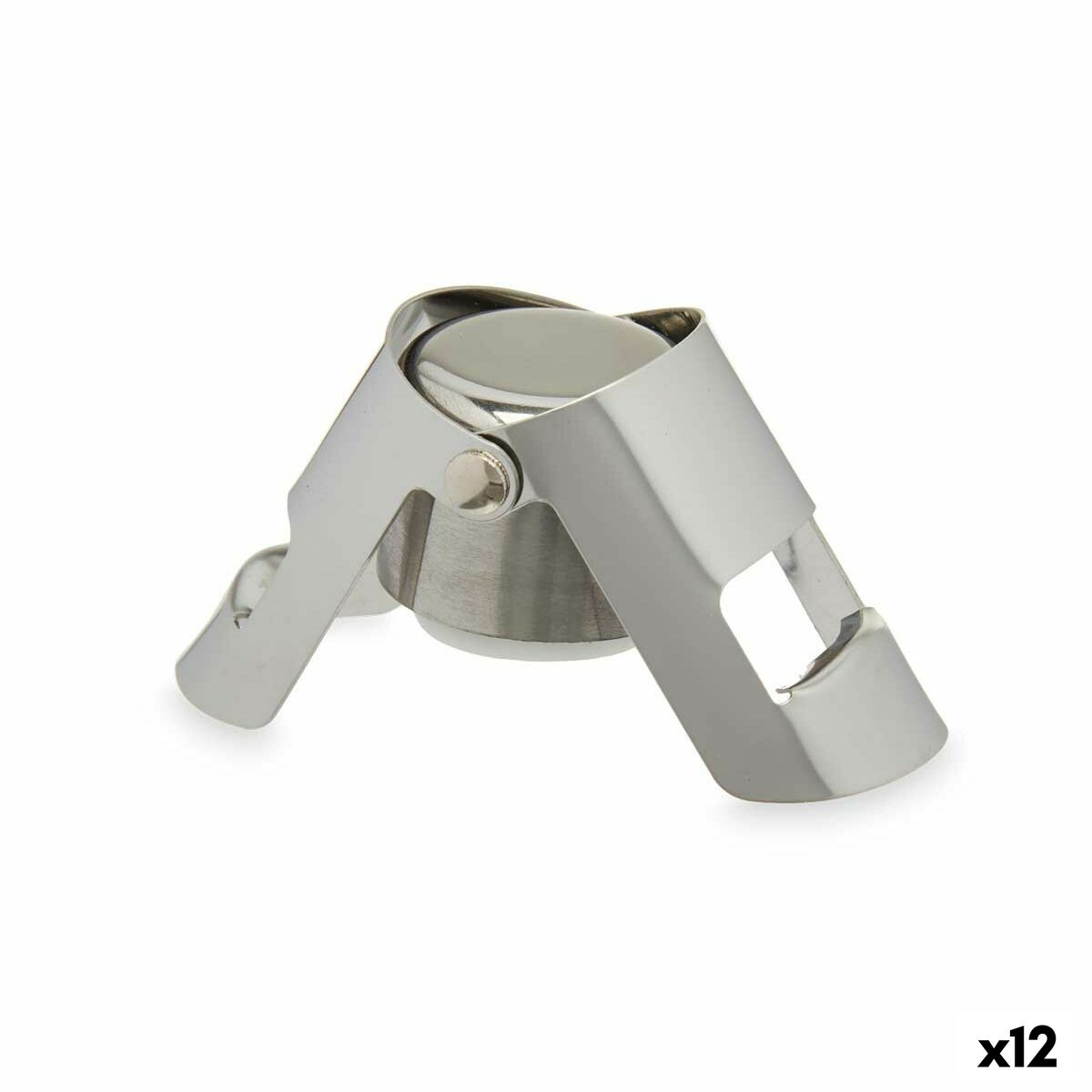 Tapón para champán Kinvara Plateado Plata Silicona Acero Inoxidable Plástico 6 x 5,5 x 3,5 cm Hermético (12 Unidades)