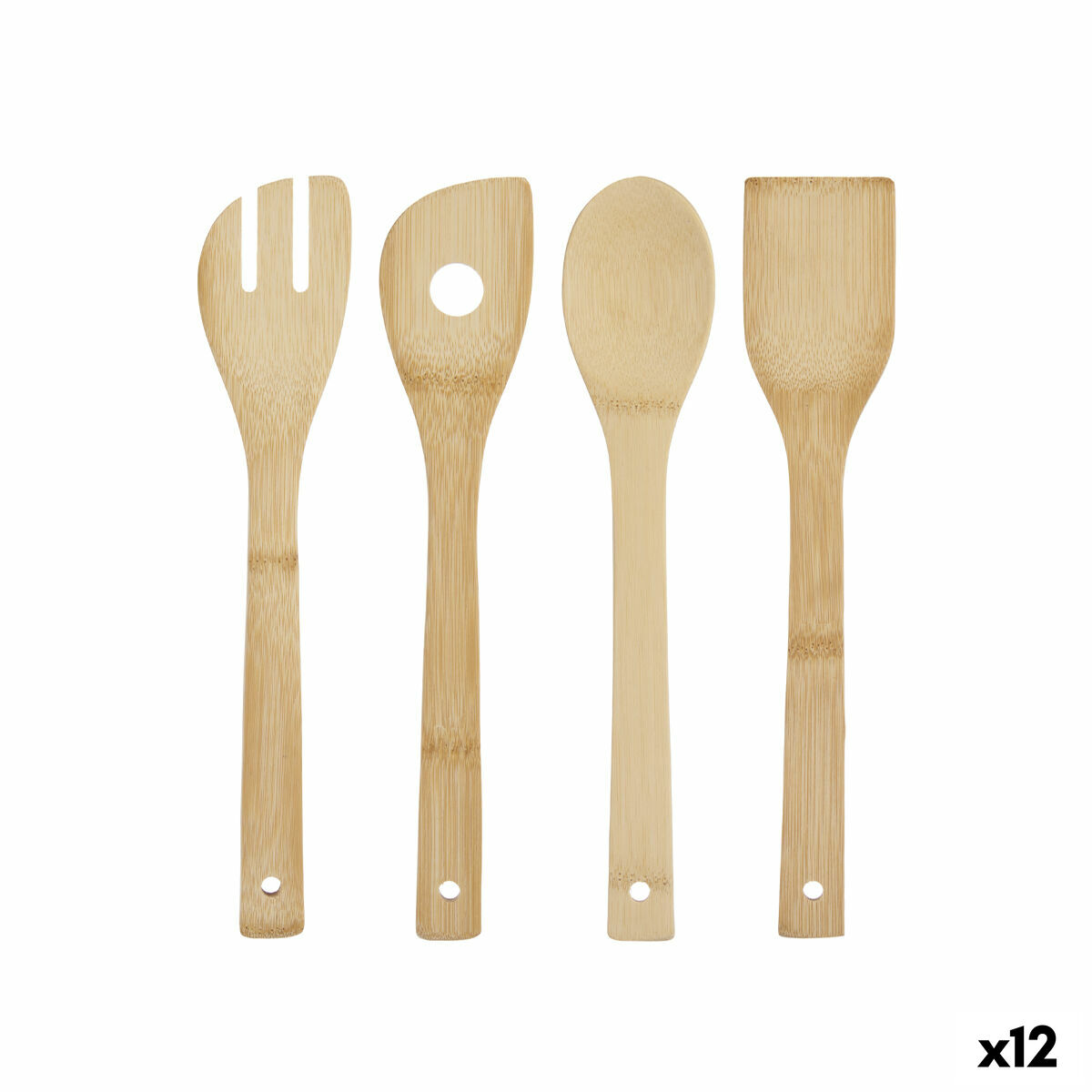 Juego de Utensilios de Cocina Kinvara Bambú 8 x 34,5 x 3,2 cm (12 Unidades)