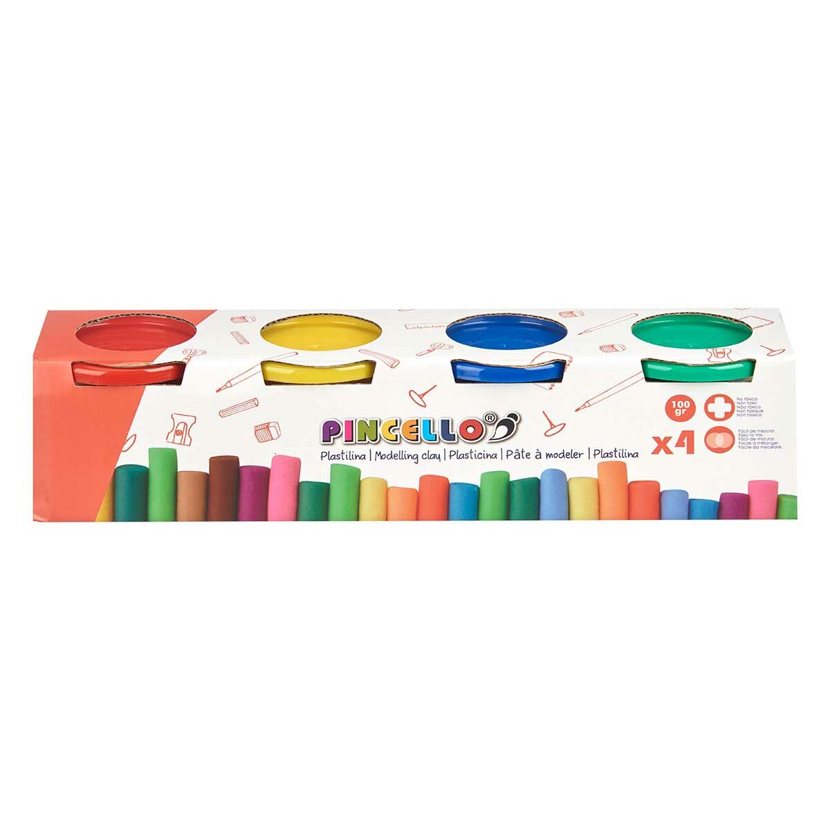 Juego de Plastilina Pincello Amarillo Azul Rojo Verde (12 Unidades)