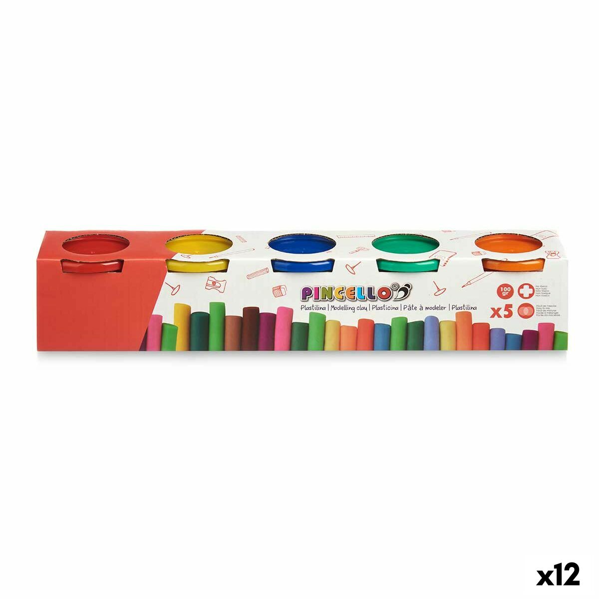 Juego de Plastilina Pincello Amarillo Azul Rojo Verde Naranja (12 Unidades)