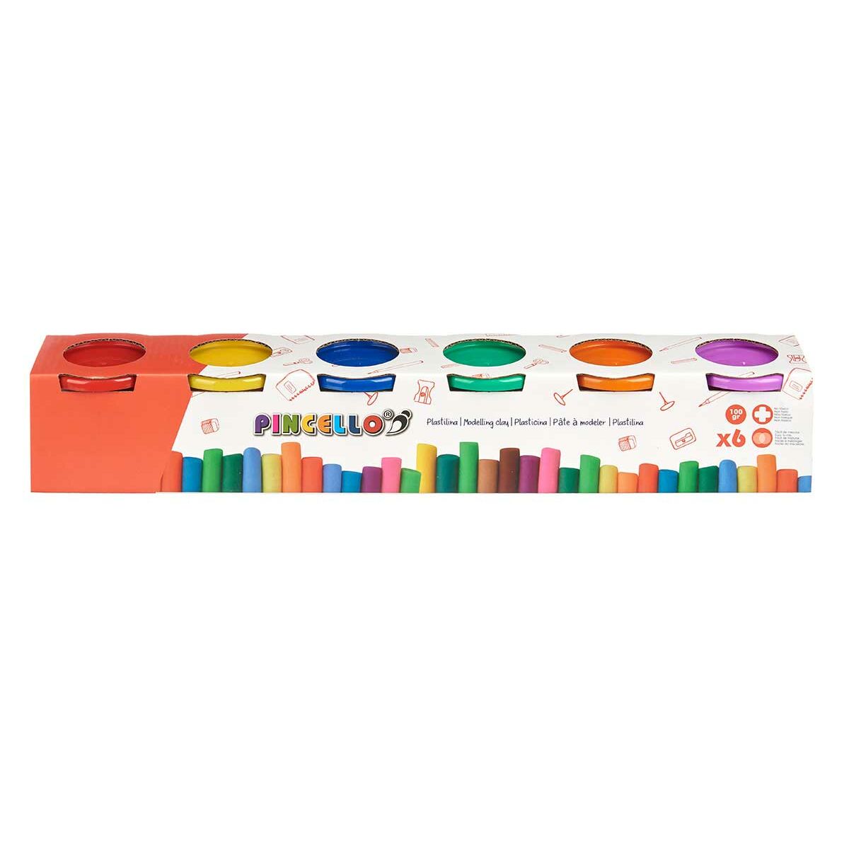 Juego de Plastilina Pincello Amarillo Azul Rojo Verde Morado Naranja (12 Unidades)
