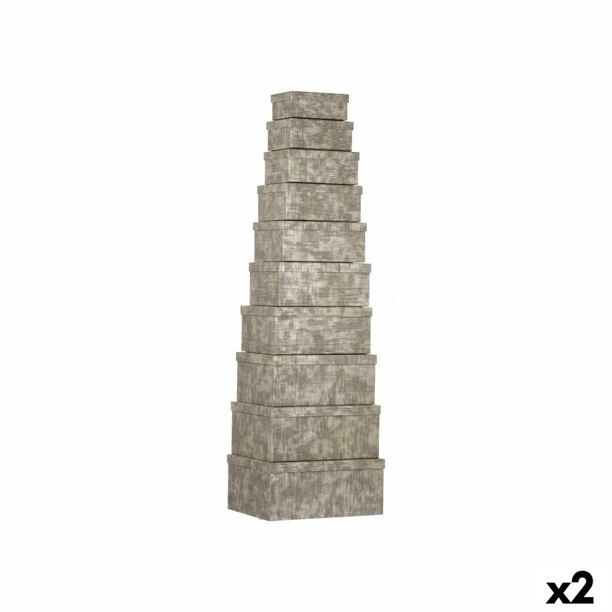 Set de Cajas Organizadoras Apilables Pincello Antracita Cartón Rayas (2 Unidades)