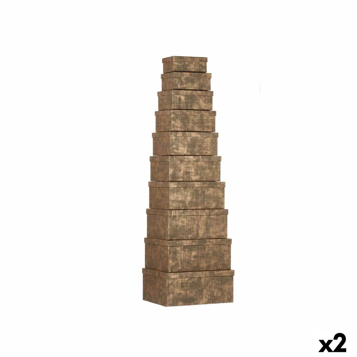 Set de Cajas Organizadoras Apilables Pincello Negro Cartón Rayas (2 Unidades)