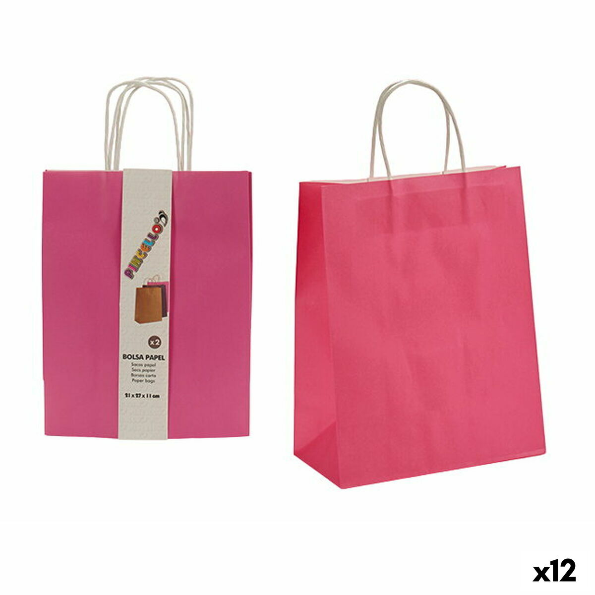 Set de Bolsas Pincello Rosa 11 x 36 x 21 cm Papel 2 Piezas (12 Unidades)