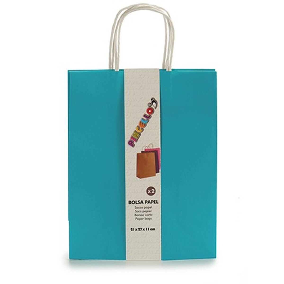 Set de Bolsas Pincello Azul 11 x 36 x 21 cm Papel 2 Piezas (12 Unidades)