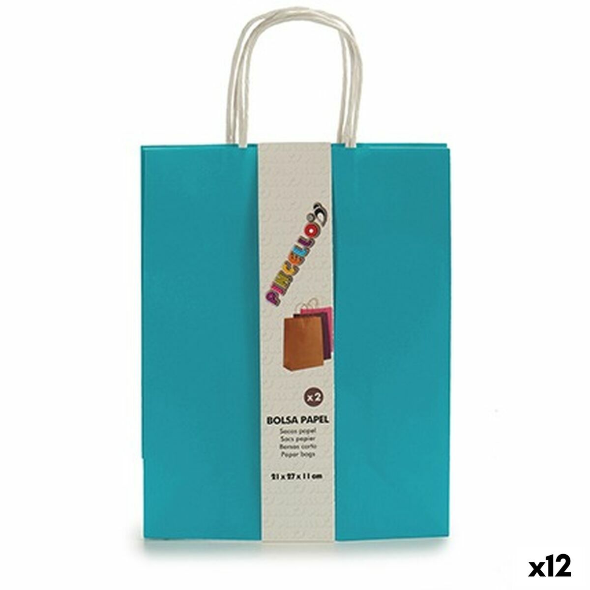 Set de Bolsas Pincello Azul 11 x 36 x 21 cm Papel 2 Piezas (12 Unidades)