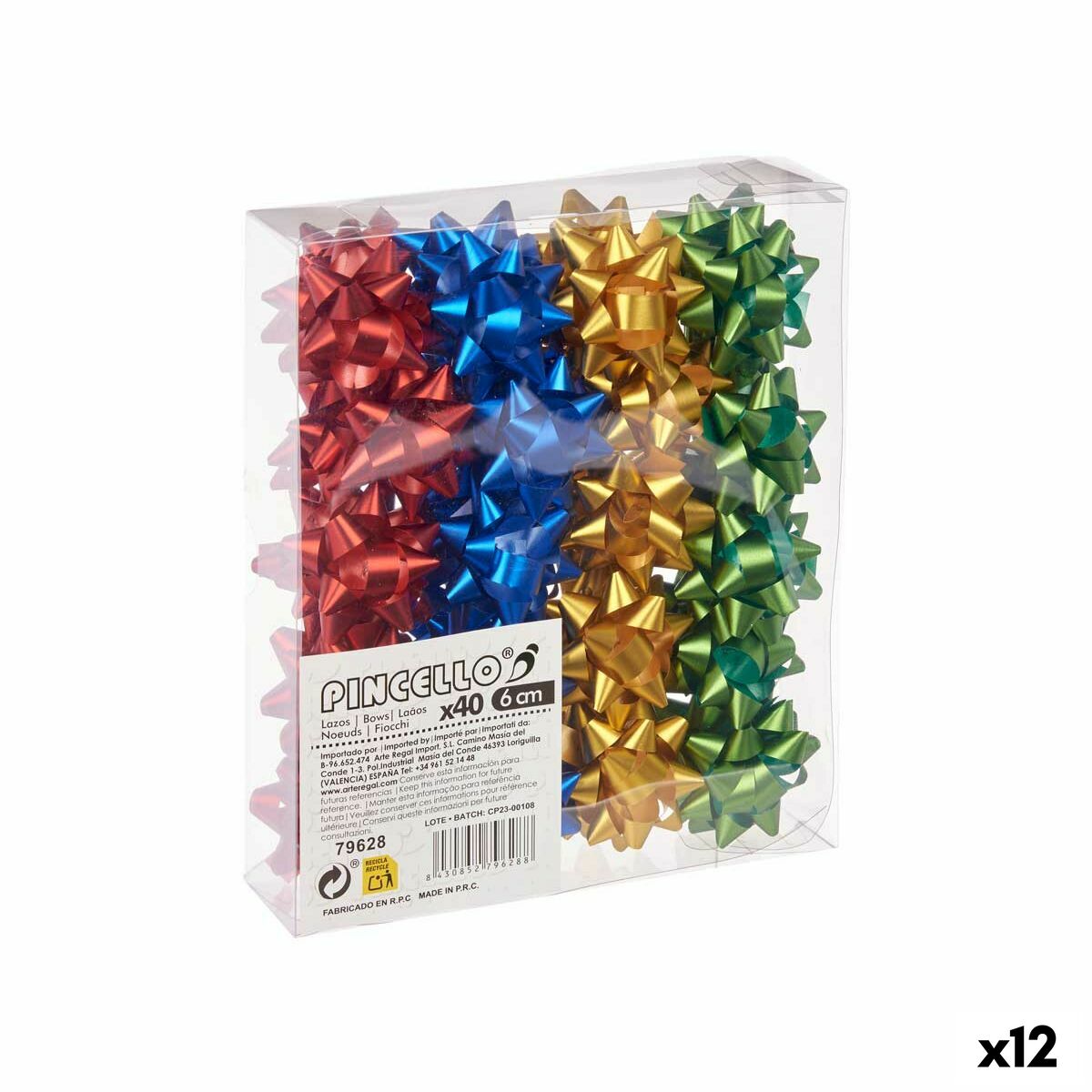 Lazos Pincello PVC 5 x 3,5 x 5 cm Mate Multicolor (12 Unidades)