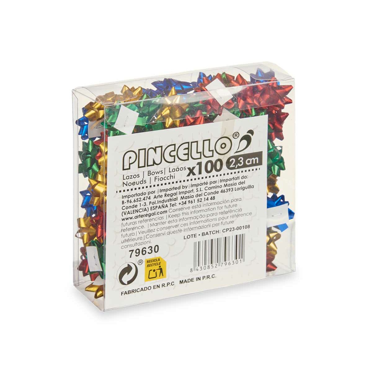 Lazos Pincello PVC 2,3 cm 12 x 12 x 4 cm Mate Multicolor (12 Unidades)