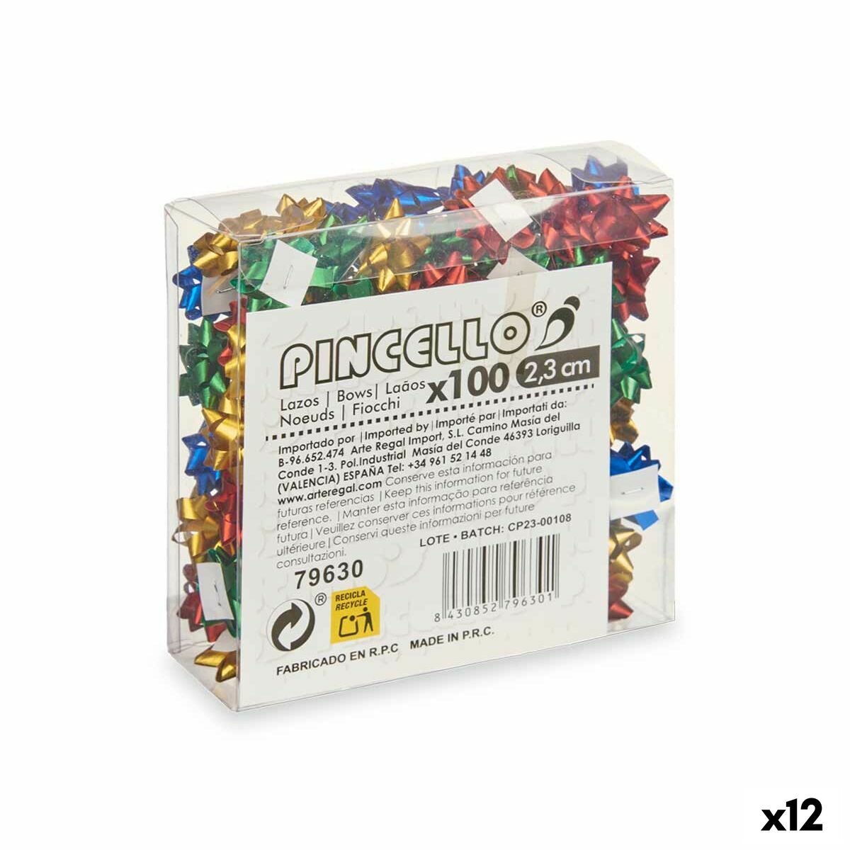 Lazos Pincello PVC 2,3 cm 12 x 12 x 4 cm Mate Multicolor (12 Unidades)