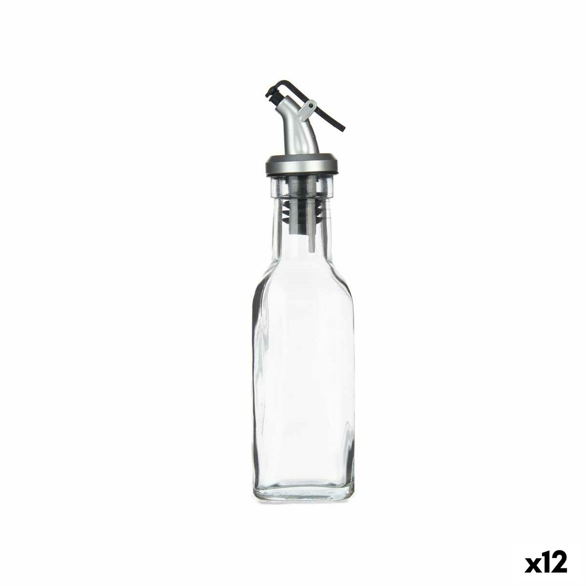 Aceitera Vivalto Transparente Vidrio Silicona Acero Polipropileno Plástico 180 ml 5 x 20 x 5 cm (12 Unidades)