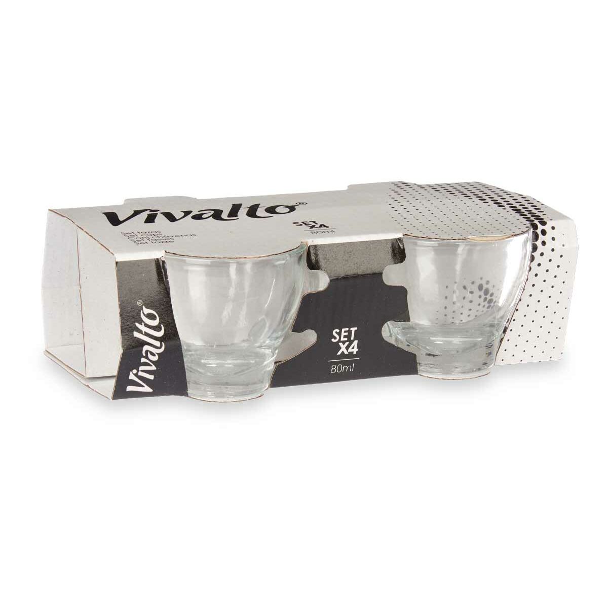 Juego de Tazas de Café Vivalto Transparente Vidrio 80 ml (24 Unidades)