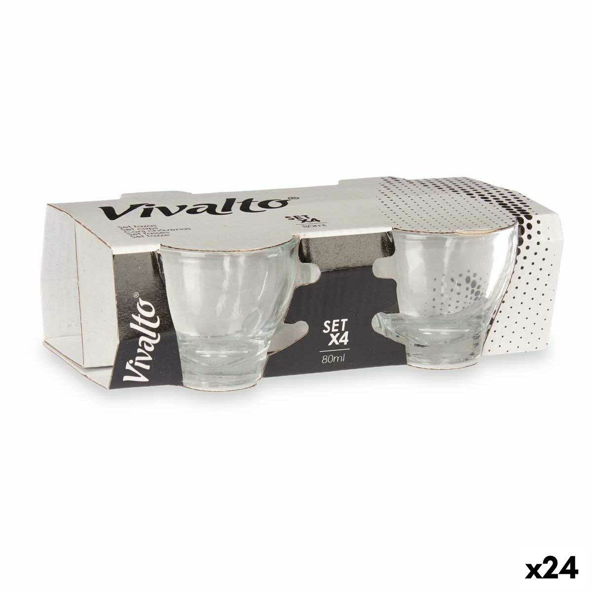 Juego de Tazas de Café Vivalto Transparente Vidrio 80 ml (24 Unidades)